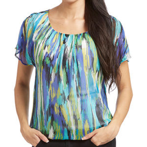 Blue Scoop Neck Blouse (NWOT)